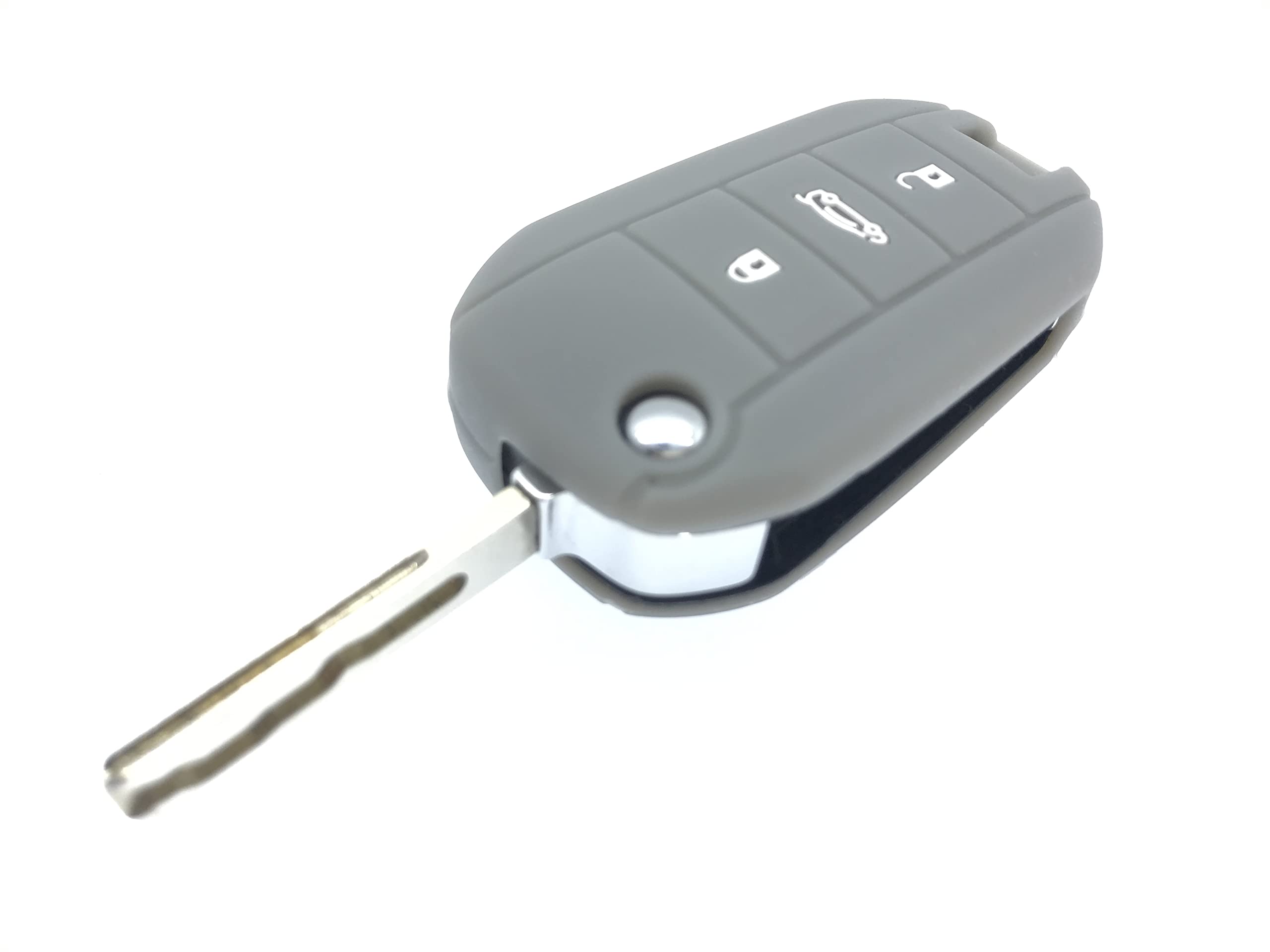Nordecco Key Cover Protective Case Silicone Compatible With PEUGEOT 2013 2014 2015 2016 2017 208 406 508 2008 3 Button (Grey)