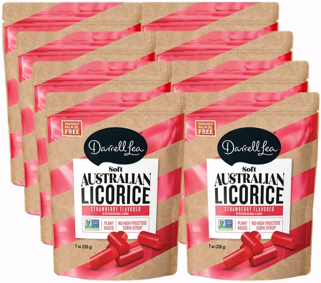 Darrell Lea Soft Australian Made Licorice, Strawberry Flavor, 7 Ounce