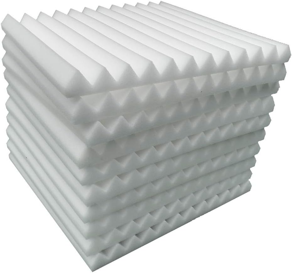 MAMaiuh 10pcs Acoustic Foam Tiles Square Shapes Soundproofing Foam Panels Sound Insulation soundproof Foam 7 Colors Optional for Bedroom Studio KTV Soundproof 30x30x2.5cm (White)