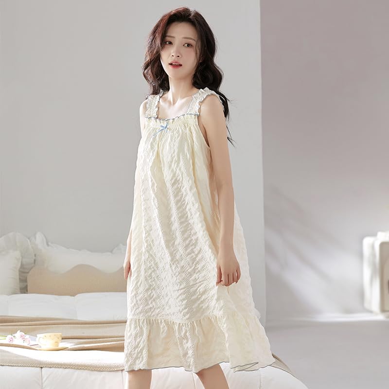 女性のスリープウェア、ラウンジウェア、ルームドレス、ナイトウェア、パジャマ、長さ、ソフト、プリンセススタイル、呼吸可能、袖レス、春、夏