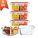 Meal Prep Divided Glass Containers with Snap Lock Vented Lids - BPA Leak Free (27 oz, 3.4 cups, Square 2 Compartment) Microwave Dishwasher Freezer Oven Bake Safe Food Storage - Gift Set (3 Pack)