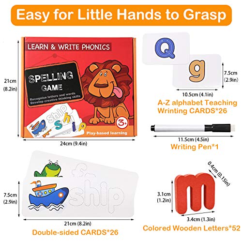 XUNPAS Spelling Game Toys for Kids,Sight Words Games Educational Learning Matching Wooden Letter Words Puzzles Games Toys for Kids Boys Girls Age 3 4 5 6 Year Old Years Old