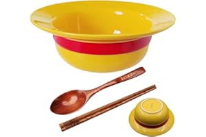 Luffy's Straw Hat Noodle Bowl Set - A Must-Have Anime Collectible for Fans! Use for Ramen, Snacks & Salad, Includes Chopstick