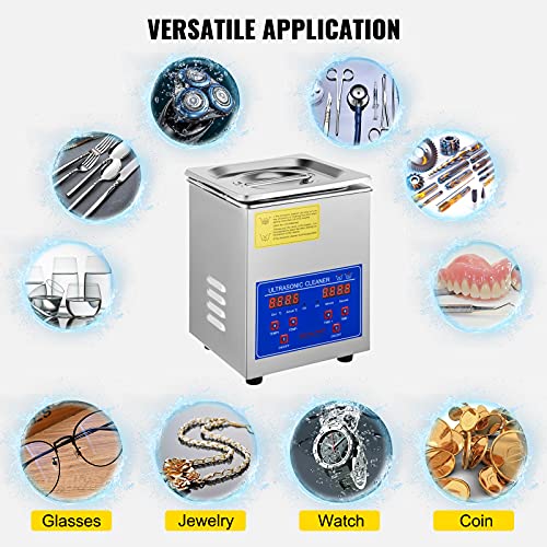 VEVOR Ultrasonic Cleaner 2L Digital Ultrasonic Parts Cleaner with Timer