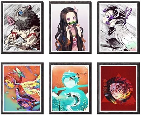 Amazon Com Set Of 6 Pieces Demon Slayer Anime Art Prints Tanjiro Nezuko Inosuke Manga Anime Art Prints For Decoration No Frame Furniture Decor set of 6 pieces demon slayer anime art prints tanjiro nezuko inosuke manga anime art prints for decoration no frame