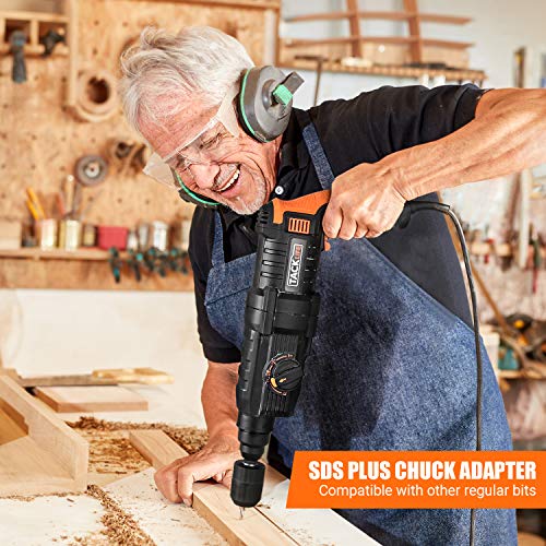 TACKLIFE 7.0 Amp Rotary Hammer Drill, 1Inch SDSPlus, 2.8J Impact Energy, 2 Variable Speeds
