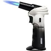 Butane Torch Lighter – Refillable Adjustable Flame Torch with 0‑90° Rotating Head, Safety Lock & Continuous Flame – Kitchen T