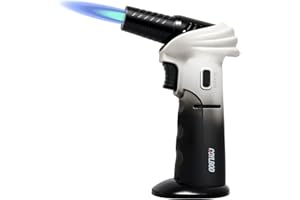 Butane Torch Lighter – Refillable Adjustable Flame Torch with 0‑90° Rotating Head, Safety Lock & Continuous Flame – Kitchen T