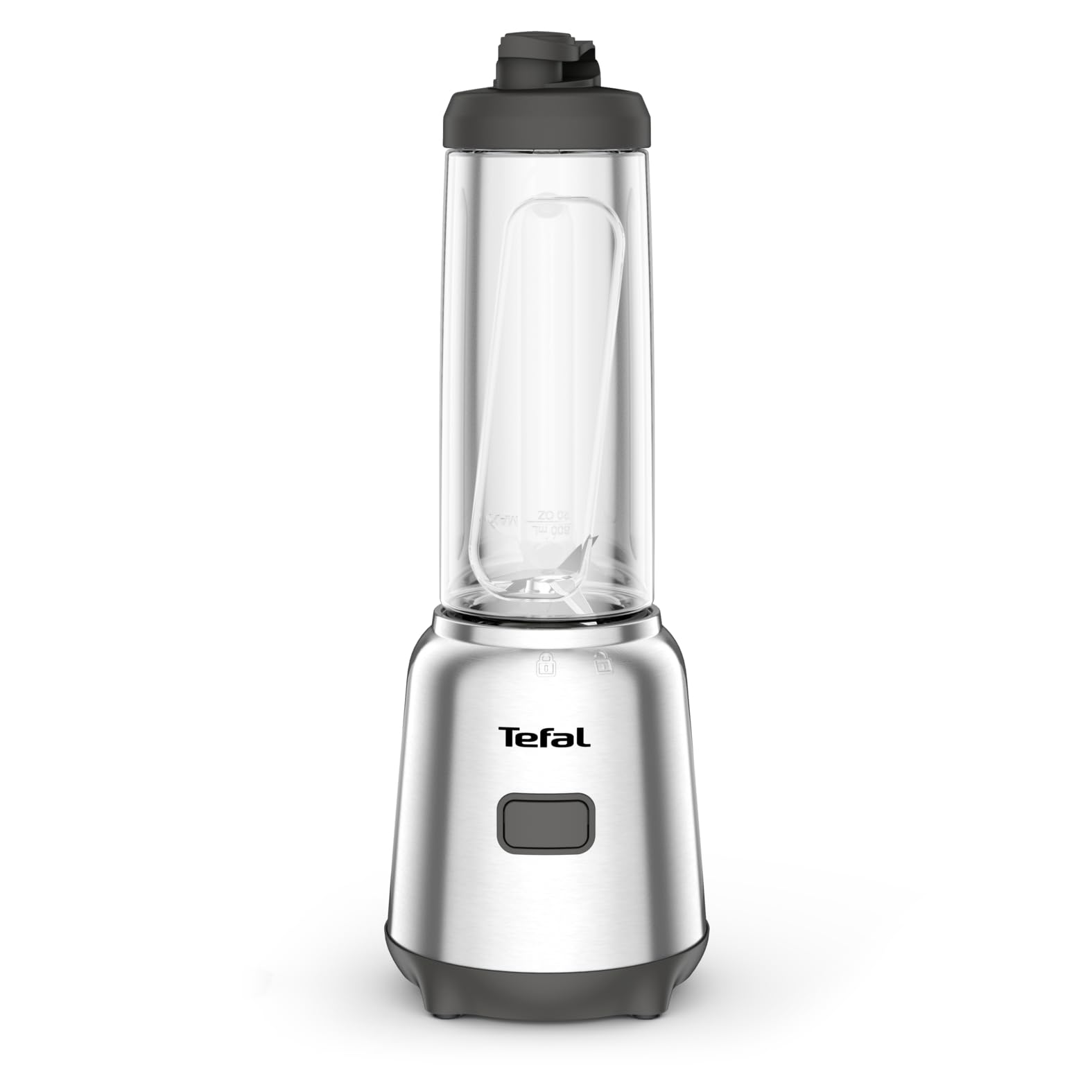 Tefal Mix und Move Mini-Standmixer, 300 Watt, 2 Flaschen To-Go in Premium Tritan, kompaktes Design, einfach zu reinigen, abnehmbare Klingen, Einknopfbedienung, Silber/Grau, BL15FD