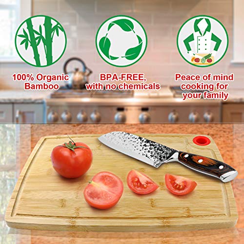 Bamboo Cutting Board, Elegant Life Cutting Board with Juice Groove (2-Piece Set) - Best Kitchen Chopping Board for Meat (Butcher Block) Cheese and Vegetable