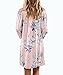 YOBECHO Women Summer Off Shoulder Strapless Floral Print Pleated Dresses(Fake Seller:yujinxiu) (Large, Bare Pink)