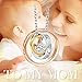 QIANSE Mom Necklace Mothers Day Gifts for Mom Birthday Gifts for Mom Wife, Womens Jewelry Mom Gifts, Rose Gold Necklaces for Women Engraved I Love You Necklace