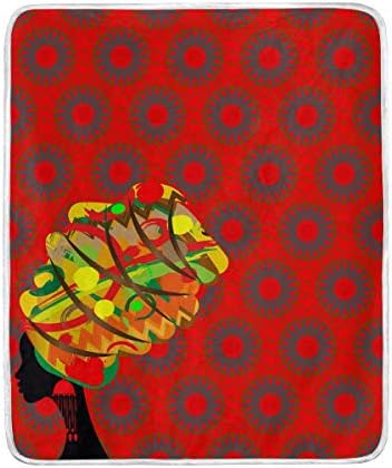 BorisMotley Tradition Tribal African Woman Velvet Plush Throw Blanket Cozy Warm Lightweight Blankets for Living Room Outdoor Travel 50x 60 inch