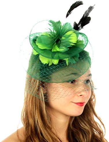 fashion2100 Layer netted feather fascinator Green