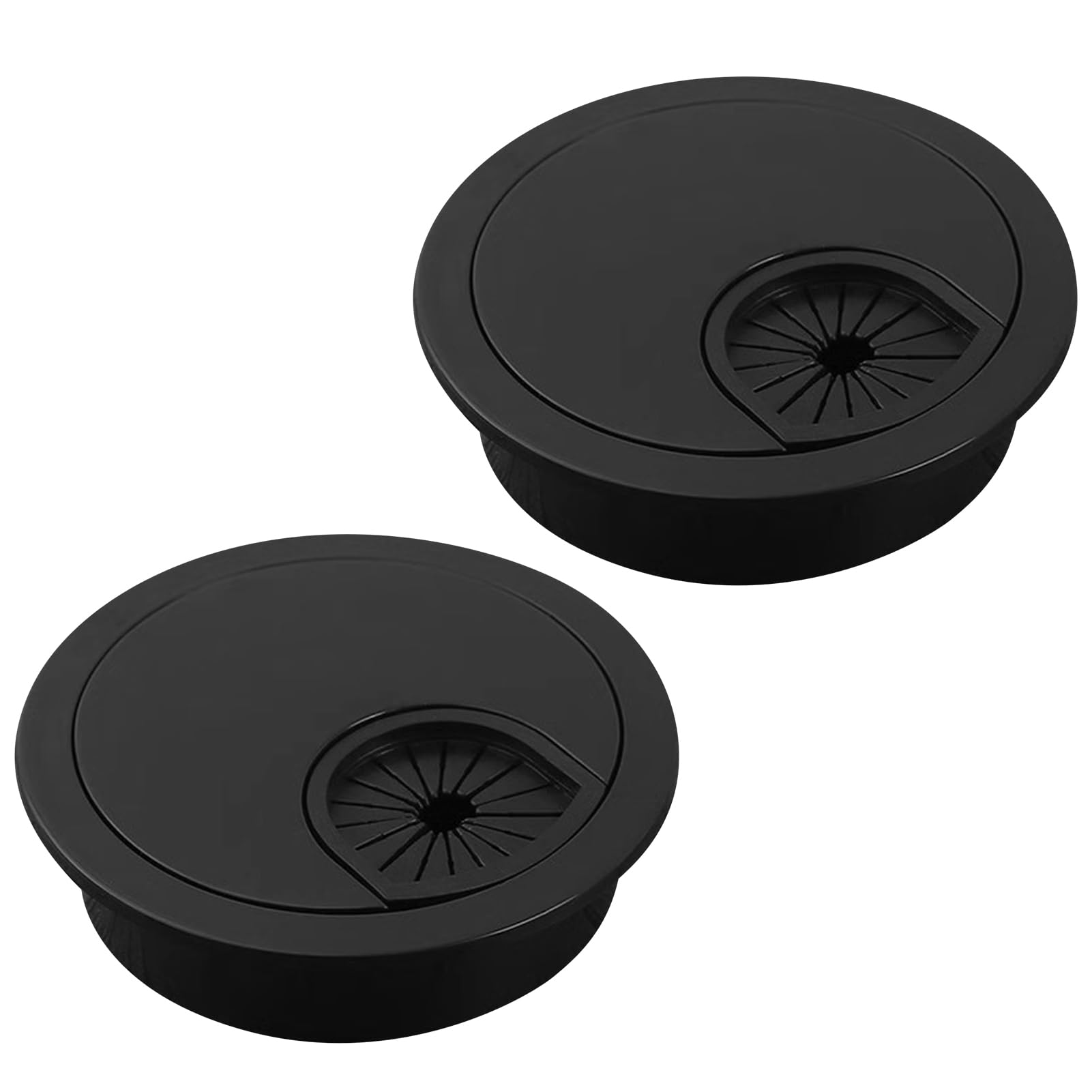 2 Pcs Desk Cable Grommet 60mm Zinc Alloy Desk Grommet Round Desk Table G/rommet Cable Tidies Desk Wire Hole Cover for Management of Office & Computer De/sk (Black)