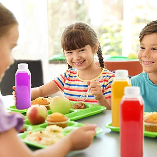 Plastic Juice Bottles, 10 Pack Food Grade BPA Free Empty Square Milk Containers, Great For Storing Homemade Juices, Milk, Beverages, With Tamper Evident Caps. (12 Oz)