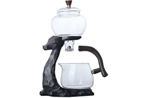 Mozeo Heat-resistant Kungfu Glass Tea Set with Heater Attract Water Diversion Rotating Cover Bowl Lazy Semi-Automatic Deer Gl
