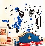 KeLay Fs 3D Basketball Wall Decals Slam Dunk Basketball Wall Decor Sports Decals Basketball Player Wall Stickers for Boys Room Bedroom Decor