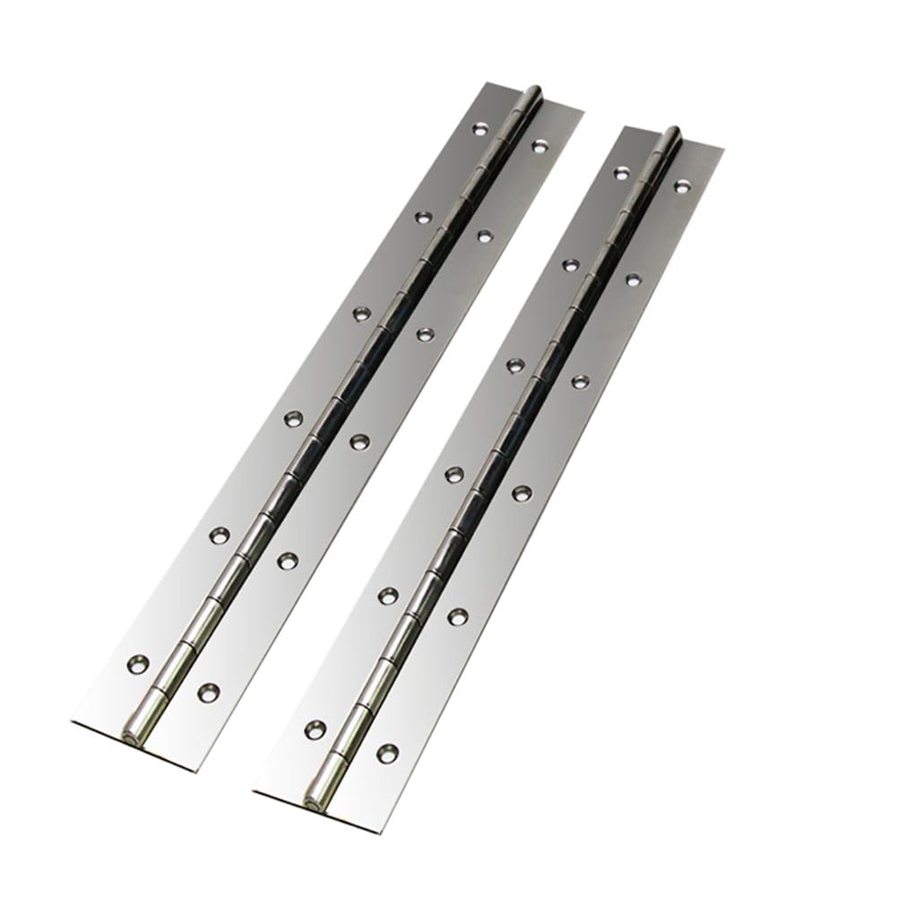 hinge 2 Pack Continuous Piano Metal 600 x 50 x 1mm Stainless Steel Long 270 Degree Open Heavy Duty Furniture Hinge for Pianos, Cabinets, Doors, Large Windows, Boats, with Screws, Chrome