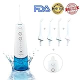 Water Flosser for Teeth Cordless Rechargeable Oral Irrigator Portable & Electric Power Water Picks Professional Dental Flossing for Braces With 4 Jet Tips 3-Modes for Adults&Kids Home&Travel (Blue)