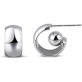 Aliyoham Silver Hoop Earrings for Women, Hypoallergenic Sterling Silver Stud Dainty Huggie Hoop Earring Jewelry for Women with Small Spherical
