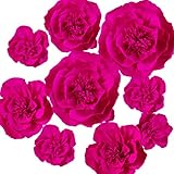 Ling's moment Giant Crepe Paper Flower, 9 X Fuchsia Handmade Large Paper Flower, Paper Flower Decorations for Nursery, Wall, Wedding, Anniversery, Bridal Shower, Archway, Centerpiece