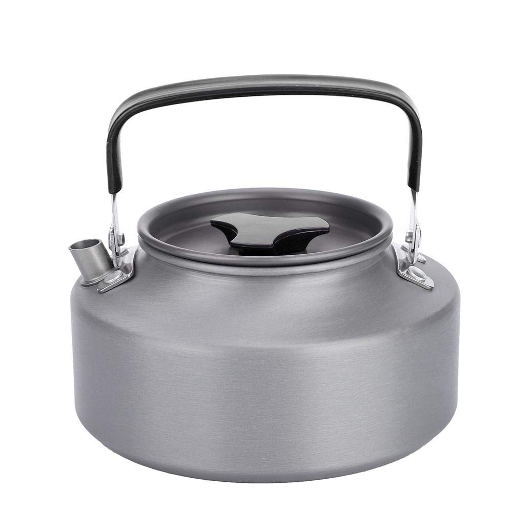 Fdit Portable 1.1L Stainless Steel Teapot Coffee Tea Pot Kettle for Camping Hiking Kitchen (Black)