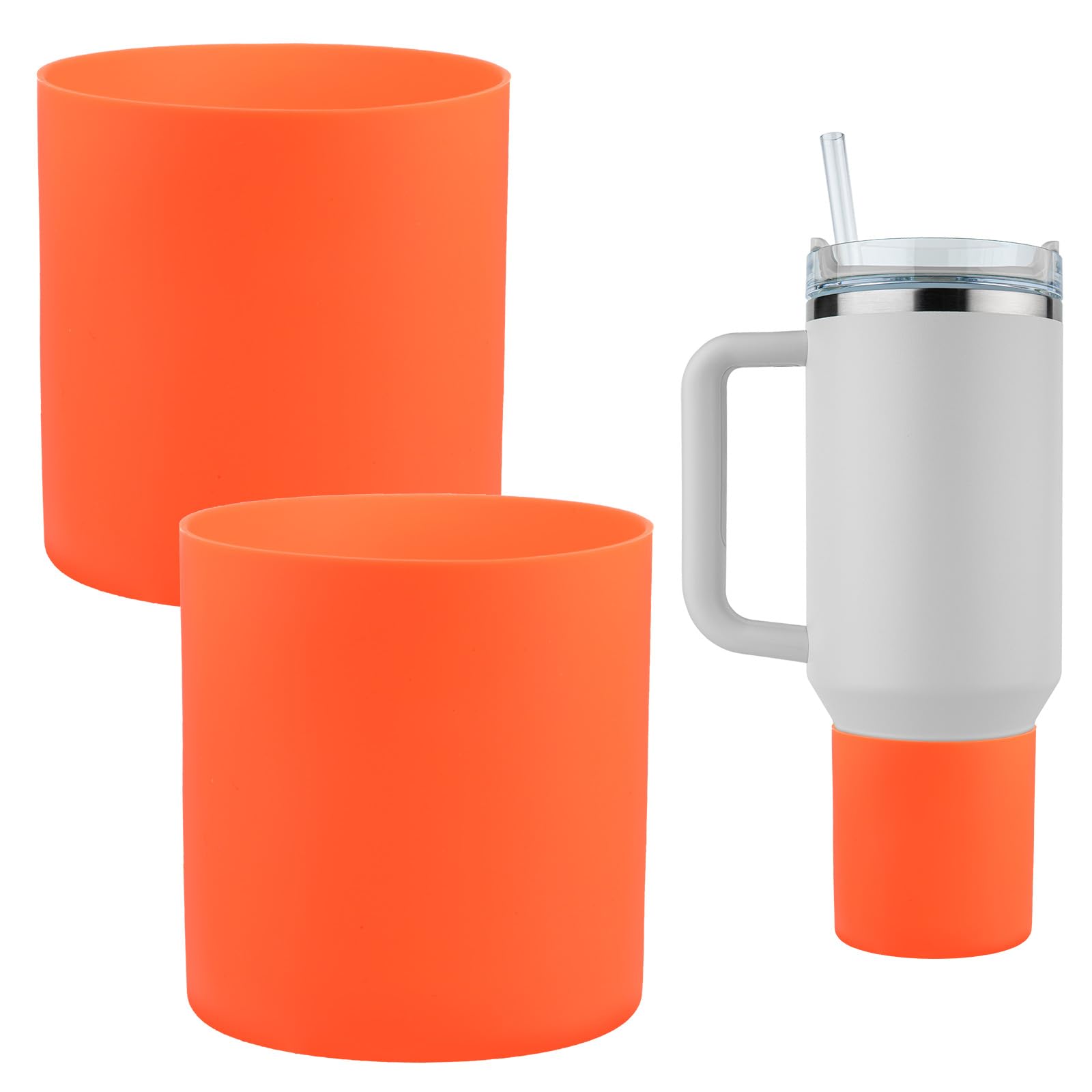 Photo 1 of TIXIPEM Silicone Water Bottle Boot for Stanley [2PCS] - Anti-Slip Protective Sleeve Use for Protecting Water Bottles from Scratches - [Orange - 3.2 in] Bottom Bumper Protector