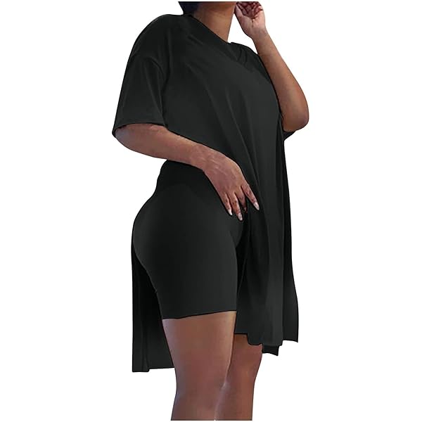 HBQ Womens 2 Piece Outfits Tracksuits Short Sleeve Tunic - View #7