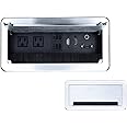 Tabletop Brush Connectivity Box Outlet with Socket HDMI LAN VGA Power for Desktop Conference(Silver)