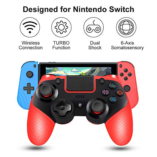 Wireless Controller for PS4, Proslife Game Controller for Playstation 4/Switch Gamepad Joypad with Gyro Axis and Dual Vibration-Red