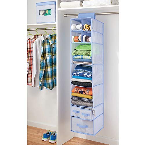 mDesign Soft Fabric Over Closet Rod Hanging Storage Organizer with 7