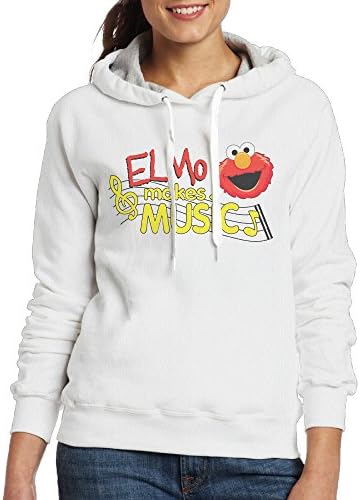 OKBEN Women's Elmo Makes Music Soundtrack Sweatshirt Hoodie White