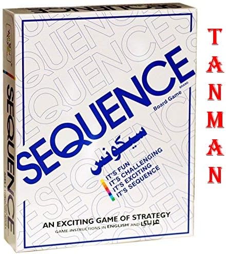 TanMan Sequence Family Card Board Game (Red, Blue and Green Coins) with Instruction Manual Inside