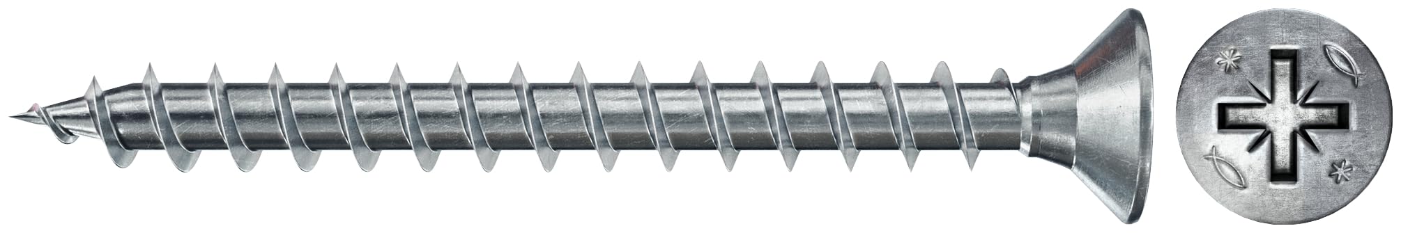 fischer 100 x Chipboard Screws Power-Fast II 3.0 x 30 mm Countersunk Head with Phillips Full Thread Galvanised Blue Passivated (Item No. 670036)