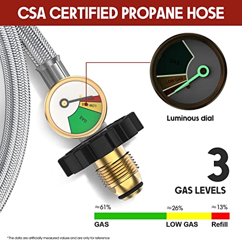 6 Ft Propane Hose Adapter 1lb To 20lb With Gauge