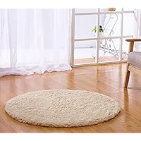 WNSS9 European Simple Cute Furry Gray Color Carpet Round Soft Furry Rugs Geometric Pattern Yoga Mat Non-Slip Absorbent Living Room Bedroom Bed Front Cushion Computer Chair Mats for Children and Adult