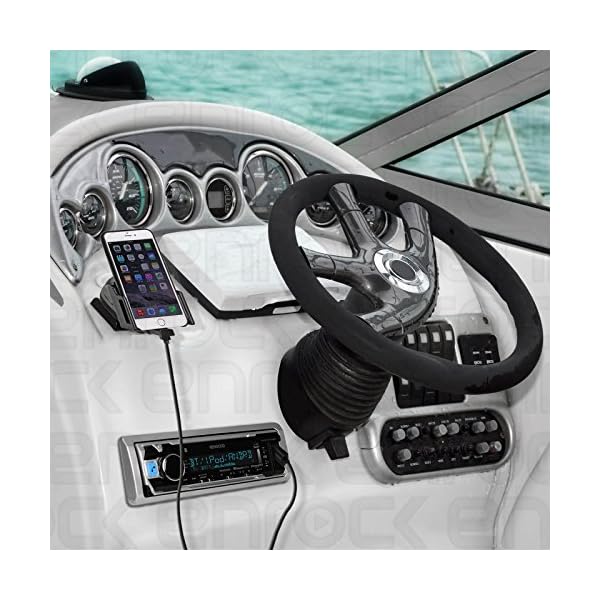 New-Kenwood-Outdoor-Waterproof-KMRM315BT-ATV-Bike-Yacht-USB-AUX-Radio-Bluetooth-6x-65-Inch-White-Marine-Speakers-400W-Marine-Amp-Outdoor-Audio-Kit