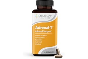 LifeSeasons Adrenal-T - Adrenal Fatigue Support Supplement - Helps Lower Cortisol - Avoid Burnout - Aids Stress Management - Energizing - with Ashwagandha Adaptogens - 60 Capsules