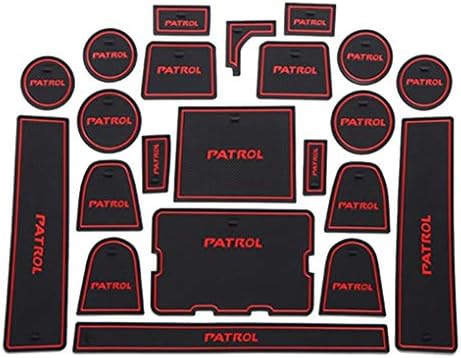 LafyHo 22pcs/Set Car Door Slots Pad Gate Armrest Storage Grooves Mat Compatible with Nissan Patrol Y62 2017