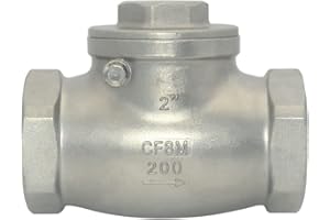 Megairon 2" Stainless Steel SS316 Swing Check Valve,NPT Female x Female Thread,WOG 200 PSI PN16 CF8M
