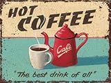 Hot Coffee Metal Sign for decorating kitchen, diner, breakfast nook