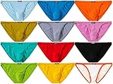 JINSHI Mens Briefs String Bikini Sexy Thong Underwear 12-Pack XXL
