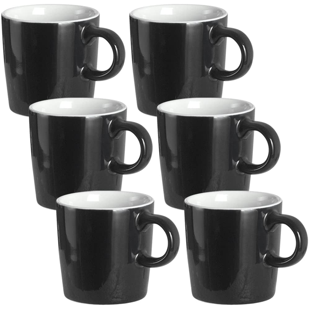 homEdge Mini Procelain Espresso Cup, 4 Ounces / 120 ml Tiny Ceramic Coffee Mugs Demitasse for Espresso, Tea- Set of 6, Black (206CEC060223)