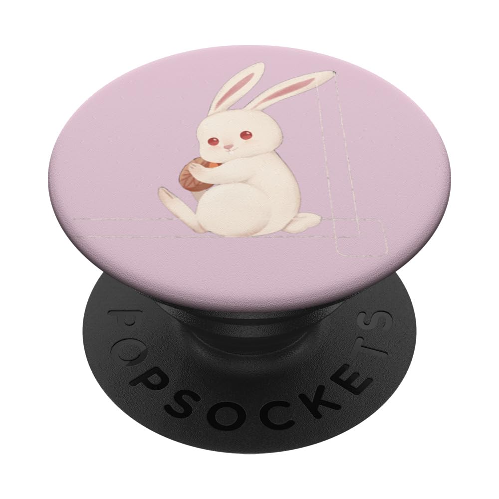 Adorable white easter bunny with easter egg PopSockets Swappable PopGrip