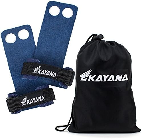 KAYANA 2 Hole Leather Gymnastics Hand Grips – Palm Protection and Wrist Support for Cross Training, Kettlebells, Pull ups, Weightlifting, Chin ups, Workout, & Exercise