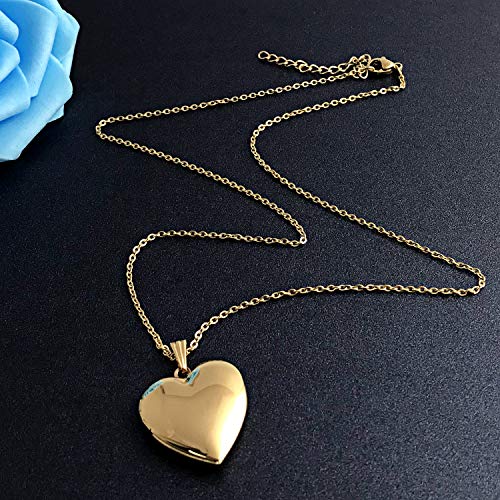 YOUFENG Love Heart Locket Necklace that Holds Pictures Polished Lockets Necklaces Birthday Gifts - Image 4