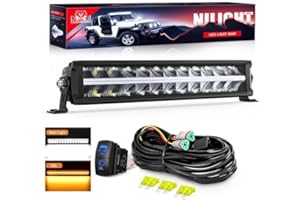 Nilight LED Light Bar with Amber DRL 16 Inch 120W Offroad Light Anti-Glare Flood Spot Combo LED Driving Light IP68 w/ 14 AWG 