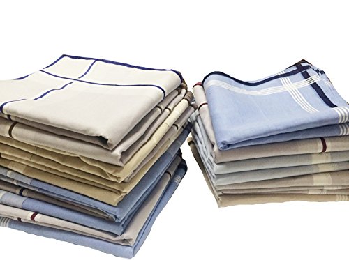 LACS Mens Classic Woven Cotton Striped Handkerchiefs Hankies Pack