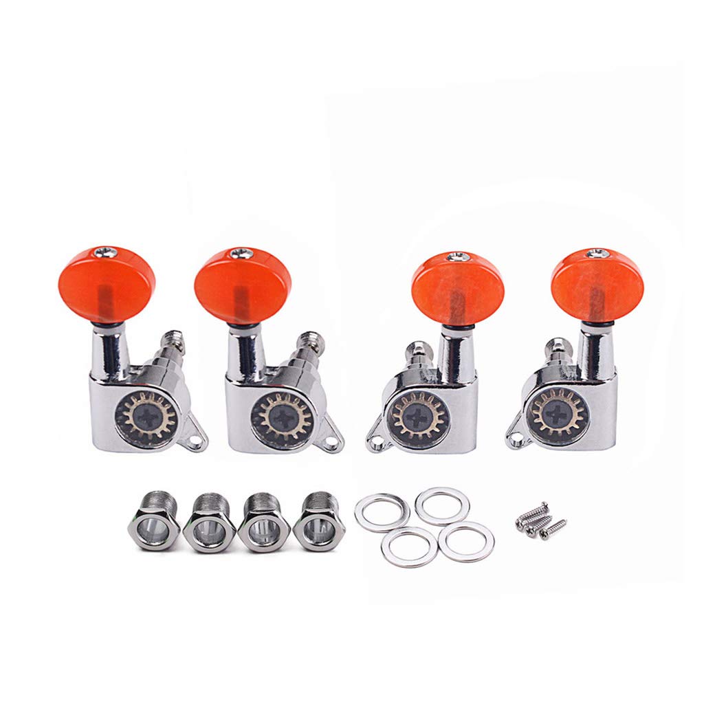 Alnicov 2R 2L Guitar Tuning Pegs Machine Heads Tuners With Red Tuning Peg Button For Ukulele 4 String Guitar